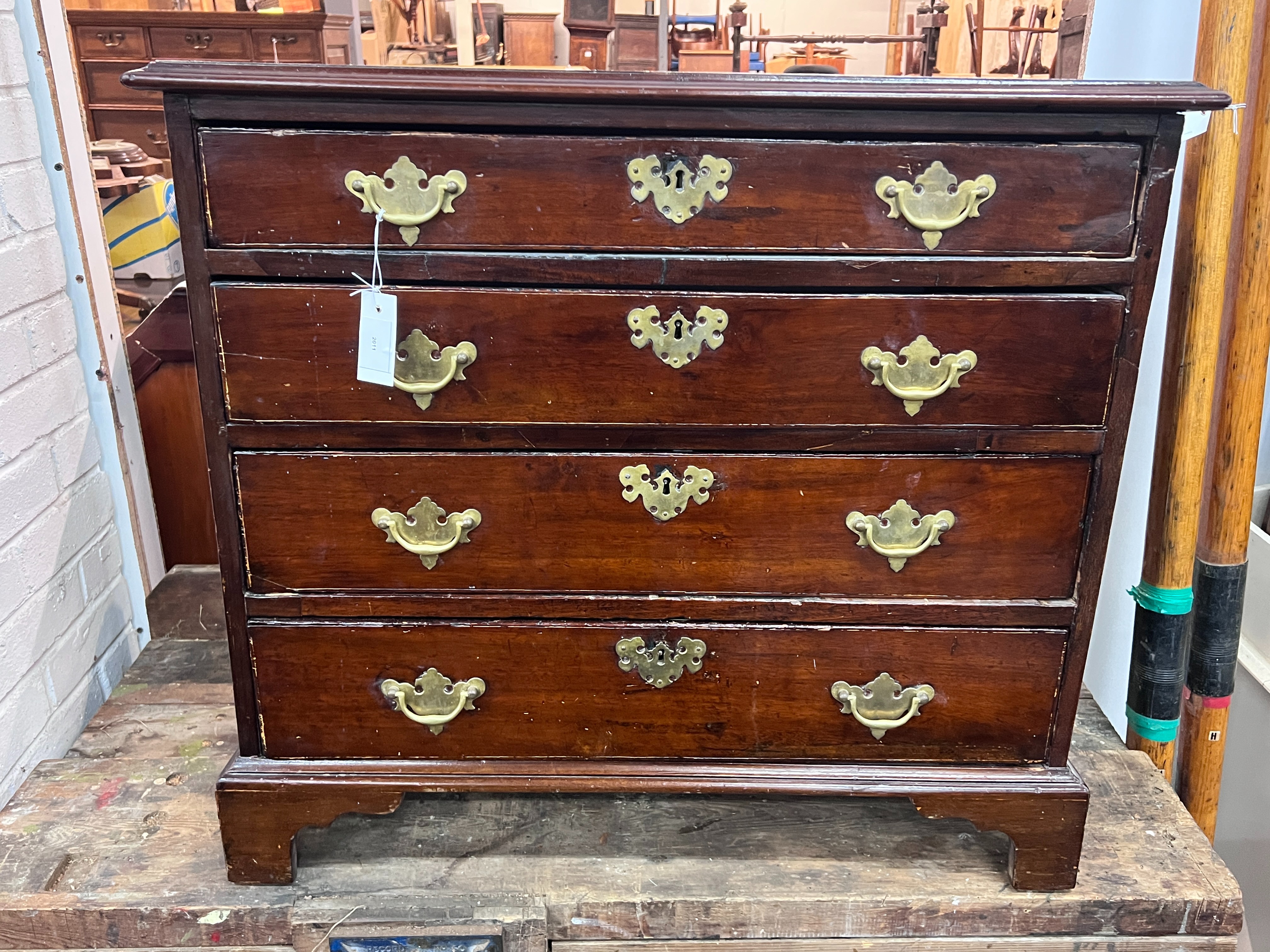 A small George III mahogany four drawer chest, width 79cm, depth 45cm, height 73cm
